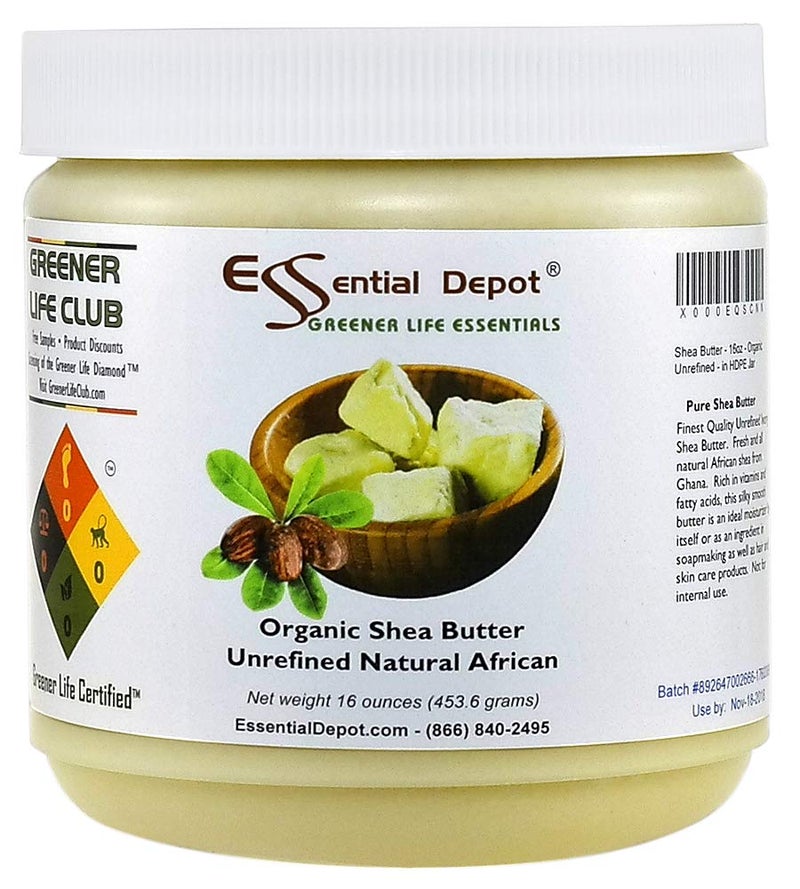 Essential Depot Shea Butter  Grade A  16 oz  1 lb  Organic  Unrefined  In Resealable Safety Sealed HDPE Jar