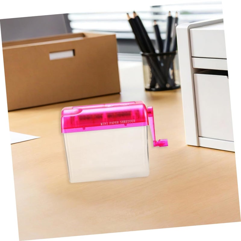 Manual Hand Crank Paper Shredder 2 Pieces Portable Desktop for Home Office Pink Blue - Image 5