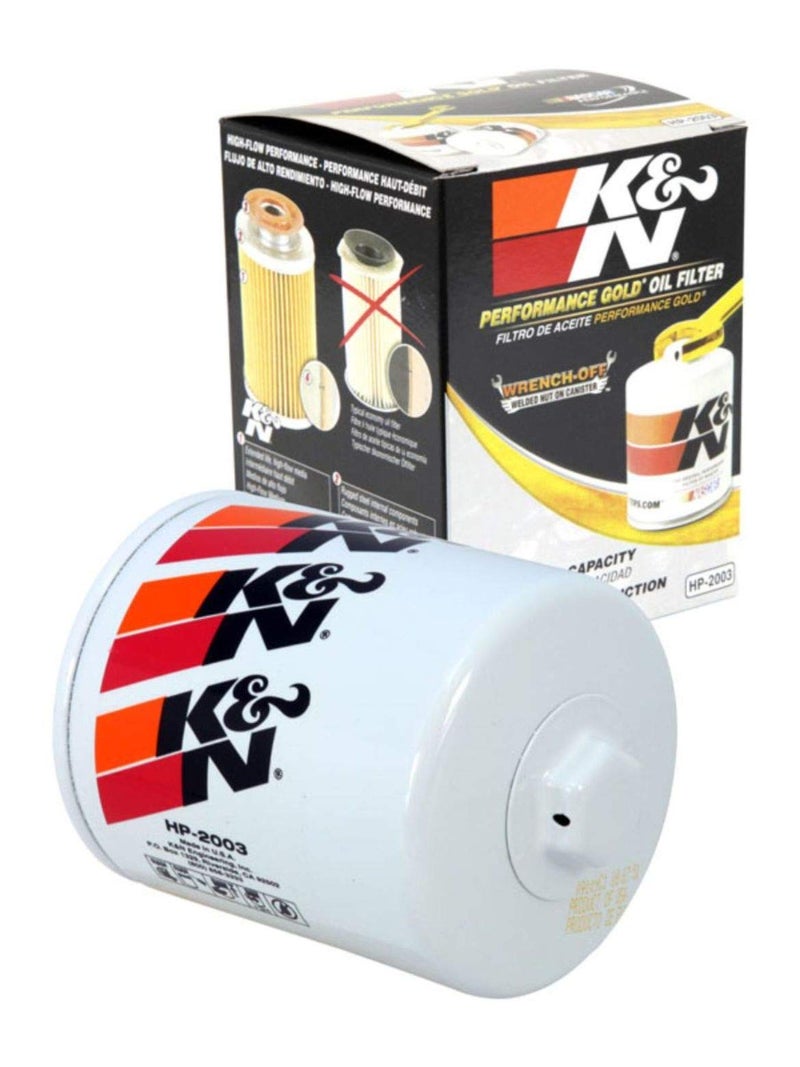 K+N K&N Premium Oil Filter: 20,000 Mile Engine Protection with Wrench Off Nut: Compatible with Select JEEP/AMC/BUICK/PONTIAC Vehicle Models (See Product Description for Select Models), HP-2003 - Image 1