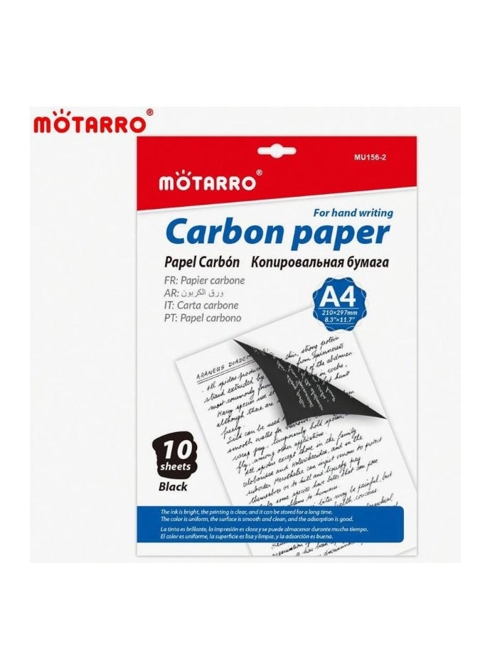 MOTARRO - Carbon Copy Paper 10 Sheets Black Graphite Paper A4 Transfer Tracing Paper - Image 1