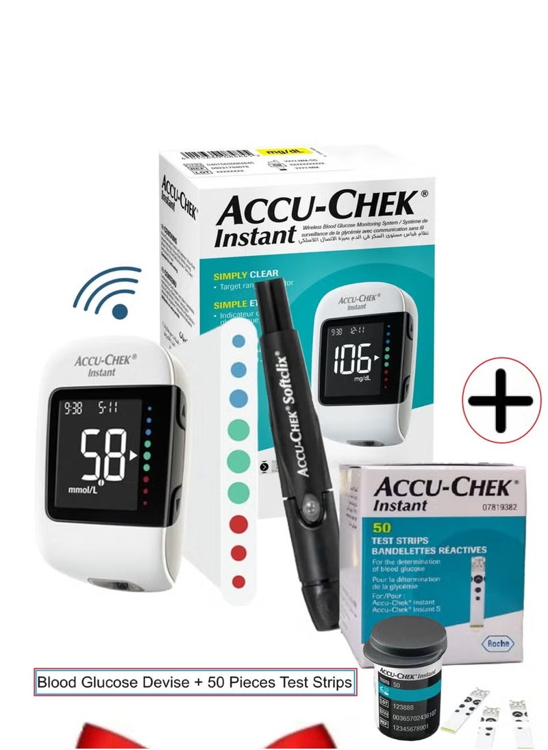 ACCU-CHEK Instant Instant blood glucose monitor set & 50 strips  - Image 1