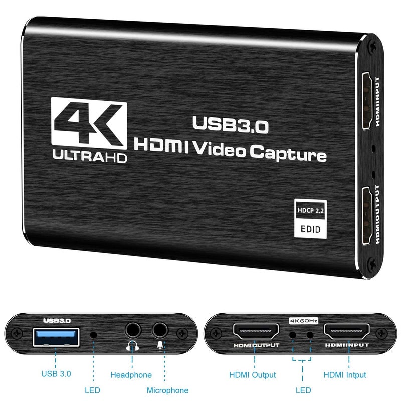 VIXLW 4K HDMI Capture Card for Streaming,Audio Video Capture Card PS5,Full HD 1080P 60FPS USB 3.0 Cam Link for Nintendo Switch/3ds/Xbox/PS4 - Image 2