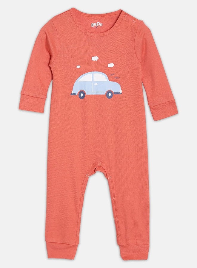 Broon Boys & Girls Red and White Printed Sleepsuit | Premium Organic Cotton | Full Sleeves with Print | Bottom Fully Openable | Infant Wear | Skin Friendly | Chemical Free | Pack of 2 - Image 3