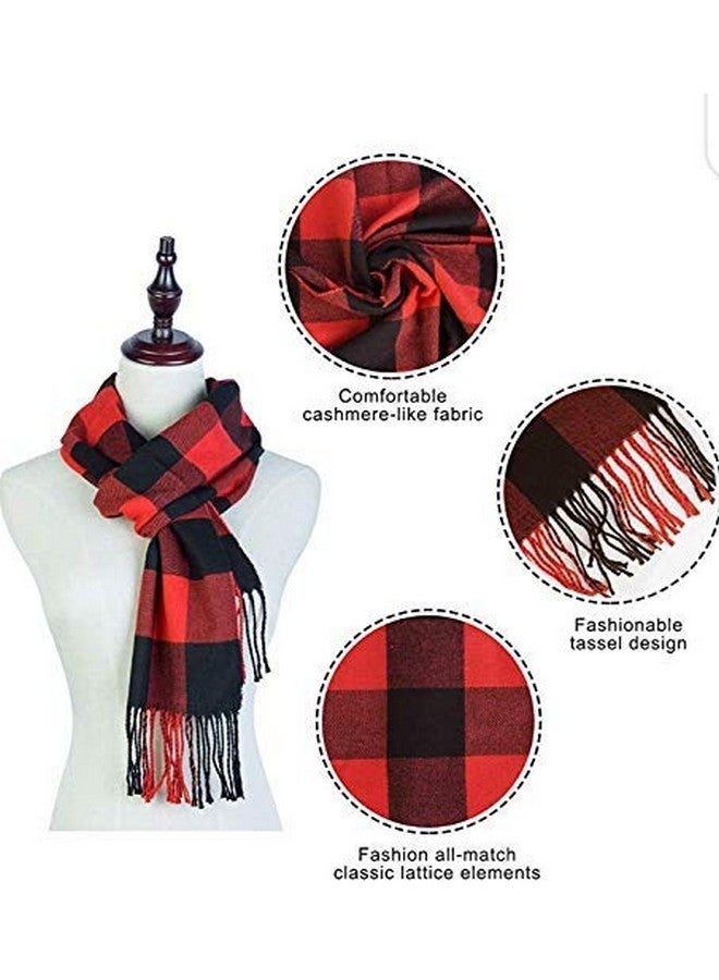 Magic MAGIC Winter Neck Scarf Warm Soft Scarves Plaid Tassels Shawl Stole for Girls and Women (Red) - Image 2