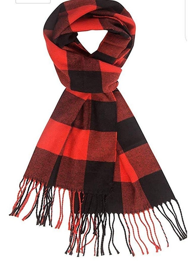 Magic MAGIC Winter Neck Scarf Warm Soft Scarves Plaid Tassels Shawl Stole for Girls and Women (Red) - Image 3