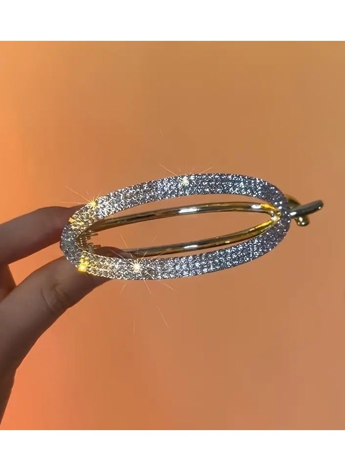 Goolsky 1pc Zinc Alloy Rhinestone Imitation Pearl Hair Clip, Elegant Updo Barrette, Hair Accessory Decor, Women's Daily Casual Party Wear, Geometric Pattern, Golden, Non-Woven Material, Seasonal All Year - Image 5