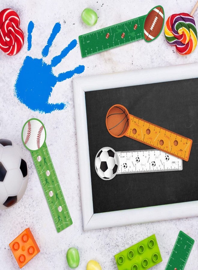 Teling 48 Pcs Cute Sports Bookmark Rulers Back to School Bulk Sport Themed Reading Ruler Birthday Party Favor Gift for Kids Student Teens Baseball Soccer Basketball Football Classroom Prize Supplies - Image 2