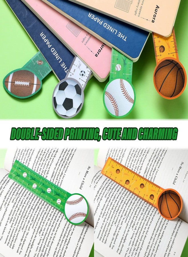 Teling 48 Pcs Cute Sports Bookmark Rulers Back to School Bulk Sport Themed Reading Ruler Birthday Party Favor Gift for Kids Student Teens Baseball Soccer Basketball Football Classroom Prize Supplies - Image 4