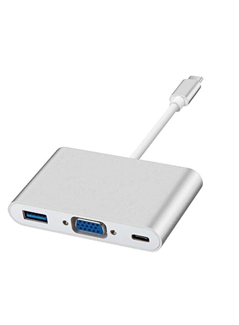 Reacon USB-C to HDMI & VGA Adapter, Type-C Multiport Converter with 4K HDMI and 1080P VGA Output for Laptops and Phones – Supports Dual Screen Same Display - Image 1