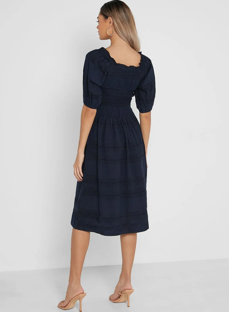 Aeropostale Puff Sleeves Pleated Dress