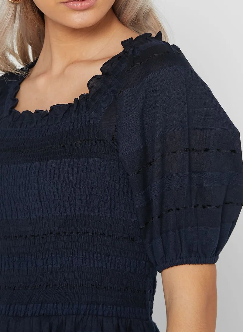 Aeropostale Puff Sleeves Pleated Dress