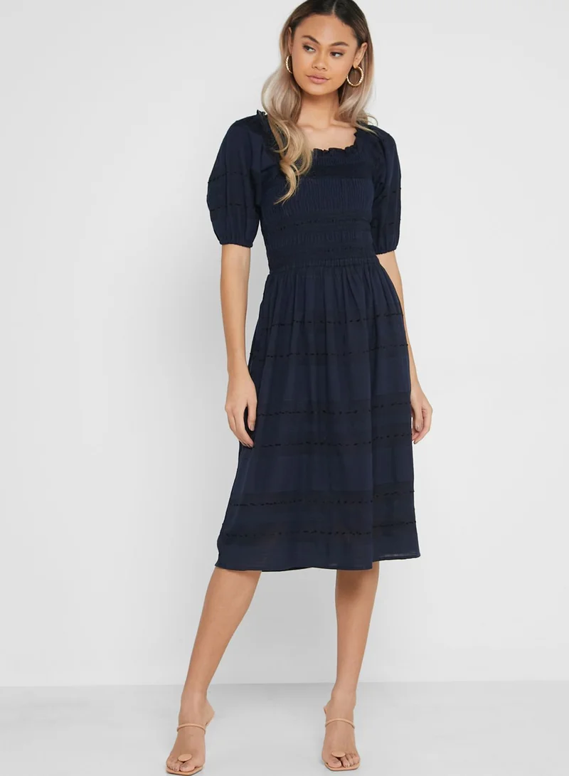 Aeropostale Puff Sleeves Pleated Dress