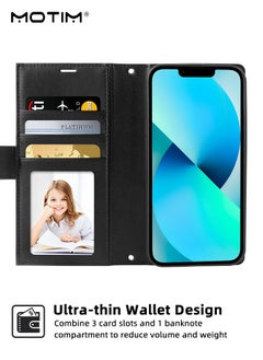 Motim Crossbody iPhone 15 Plus Wallet Phone Case with Shoulder Strap, iPhone 15 Plus Leather Wallet Bag with Card Holder, Shockproof Protection Wallet Handbag, Kickstand Cover Phone Case  - Image 3
