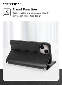 Motim Crossbody iPhone 15 Plus Wallet Phone Case with Shoulder Strap, iPhone 15 Plus Leather Wallet Bag with Card Holder, Shockproof Protection Wallet Handbag, Kickstand Cover Phone Case  - Image 5