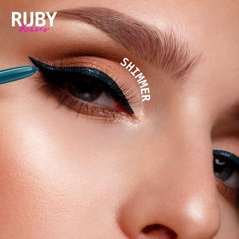 Ruby Kisses Pencil Eyeliner, Retractable Eyeliner, Waterproof, Smudge-Proof Eye Makeup, High Pigmented, 24H Long Lasting Eyepencil (Rich Teal Blue) - Image 5