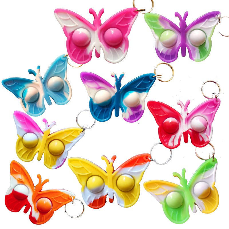 Roaqua 20 pcs Rainbow Butterfly Mini Pop Silicone Bubble Fidget Toys Autism Special Needs Squeeze Sensory Party Favors Gifts for Family Adult and Kids - Image 3