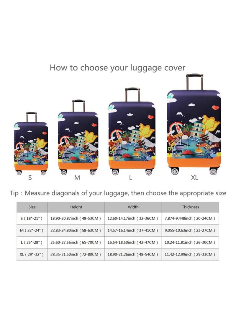 SYOSI - Thickened Luggage Covers Travel Luggage Cover Spandex Suitcase Protector Multicolour (L(for 25-28" luggage)) - Image 1