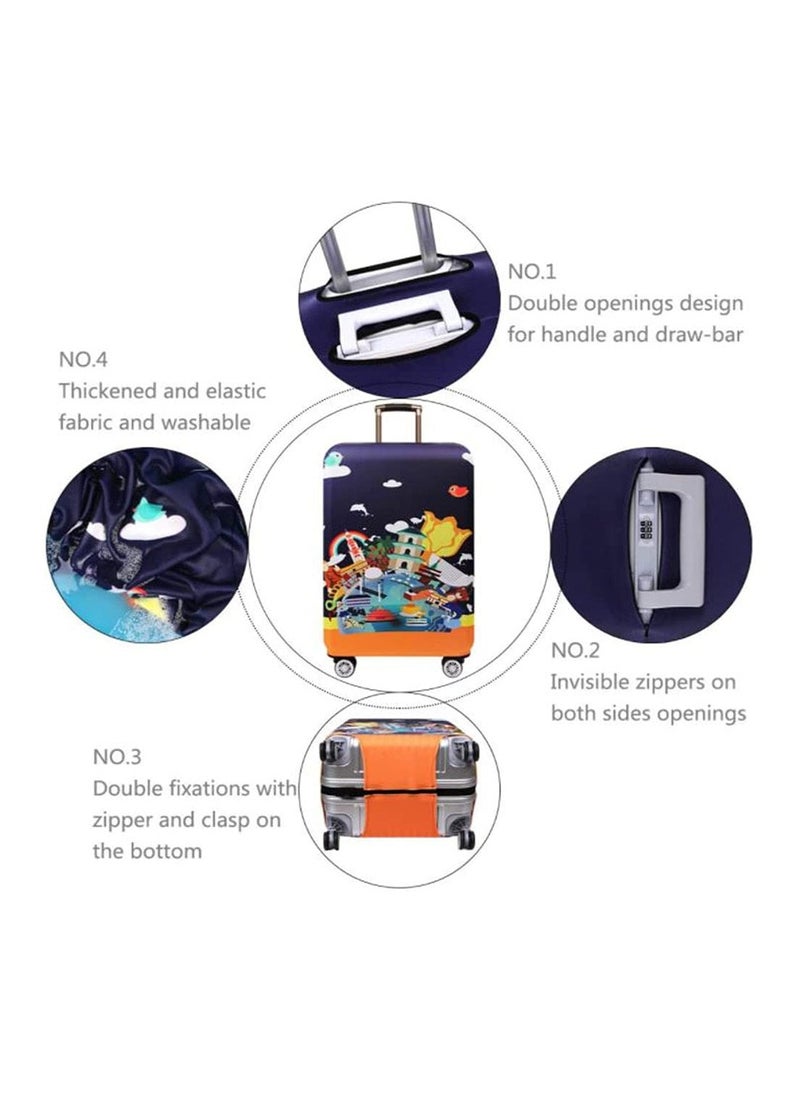 SYOSI - Thickened Luggage Covers Travel Luggage Cover Spandex Suitcase Protector Multicolour (L(for 25-28" luggage)) - Image 1
