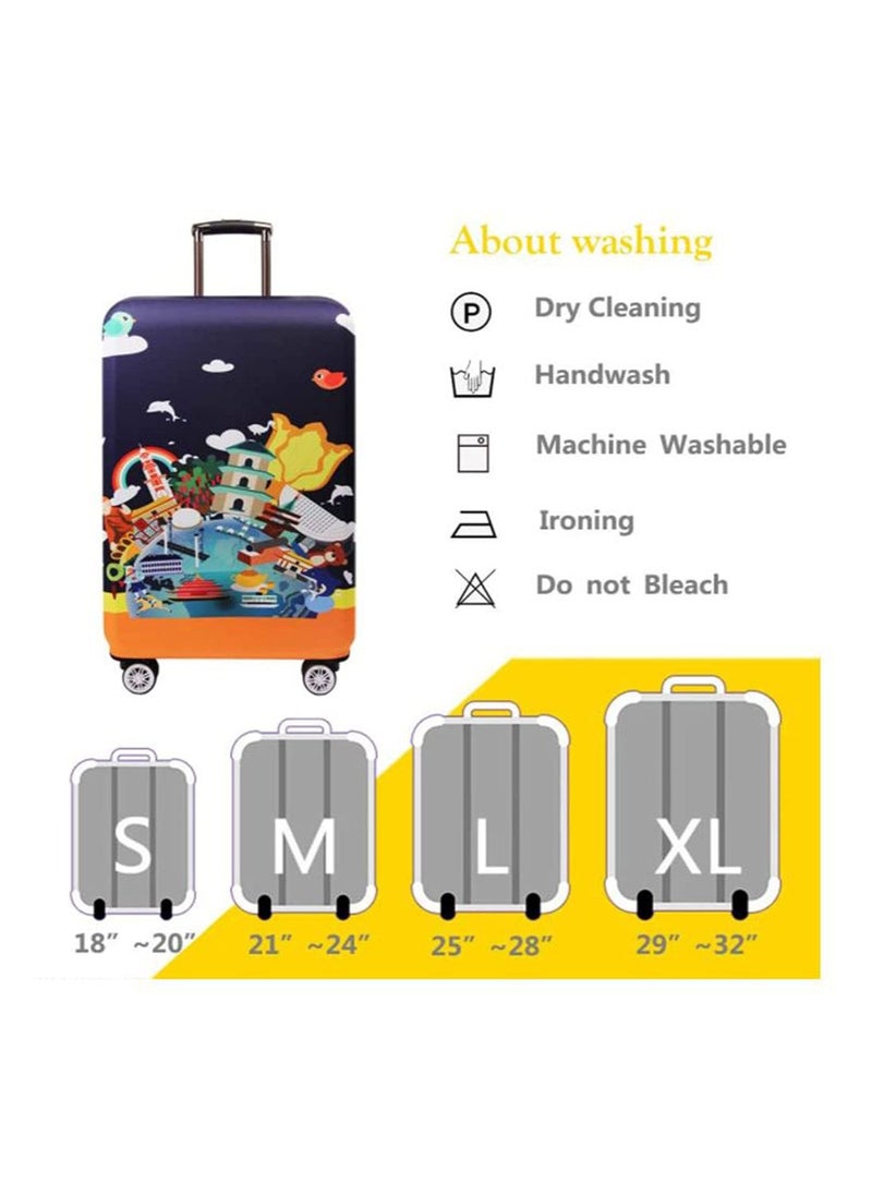 SYOSI - Thickened Luggage Covers Travel Luggage Cover Spandex Suitcase Protector Multicolour (L(for 25-28" luggage)) - Image 1