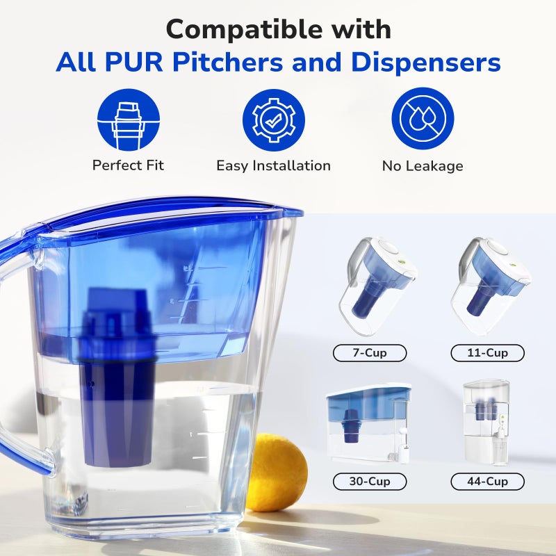 Fil-Fresh 4-Pack Water Filter Replacement for All PUR, PURPlus Water Pitchers and Dispensers, Replace PPF900Z, NSF Certified, Advanced Version - Image 2