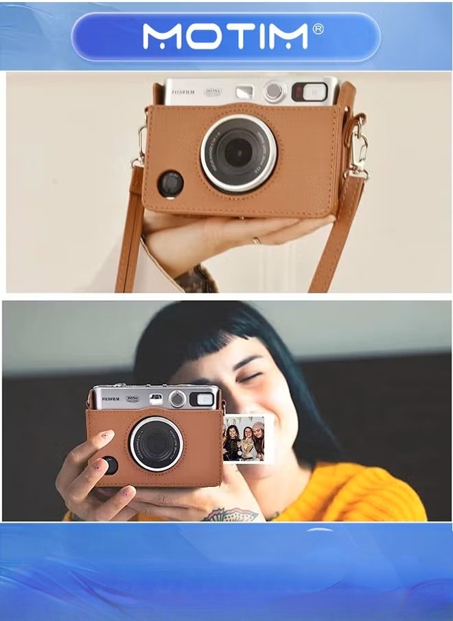 Motim Mini EVO Camera Case PU Leather in Lychee Texture for Instax Mini EVO Camera - Brown  - Image 5