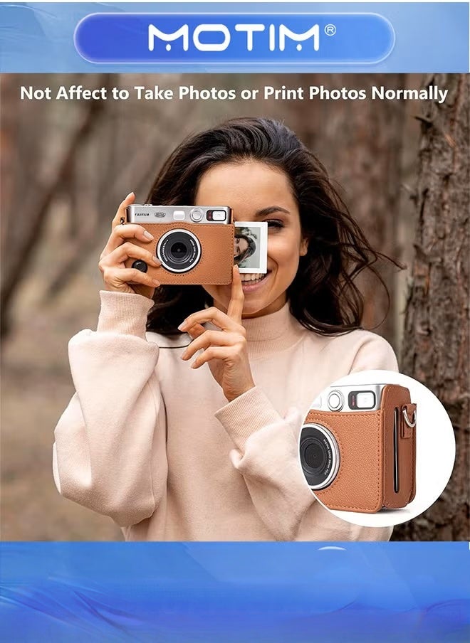 Motim Mini EVO Camera Case PU Leather in Lychee Texture for Instax Mini EVO Camera - Brown  - Image 3