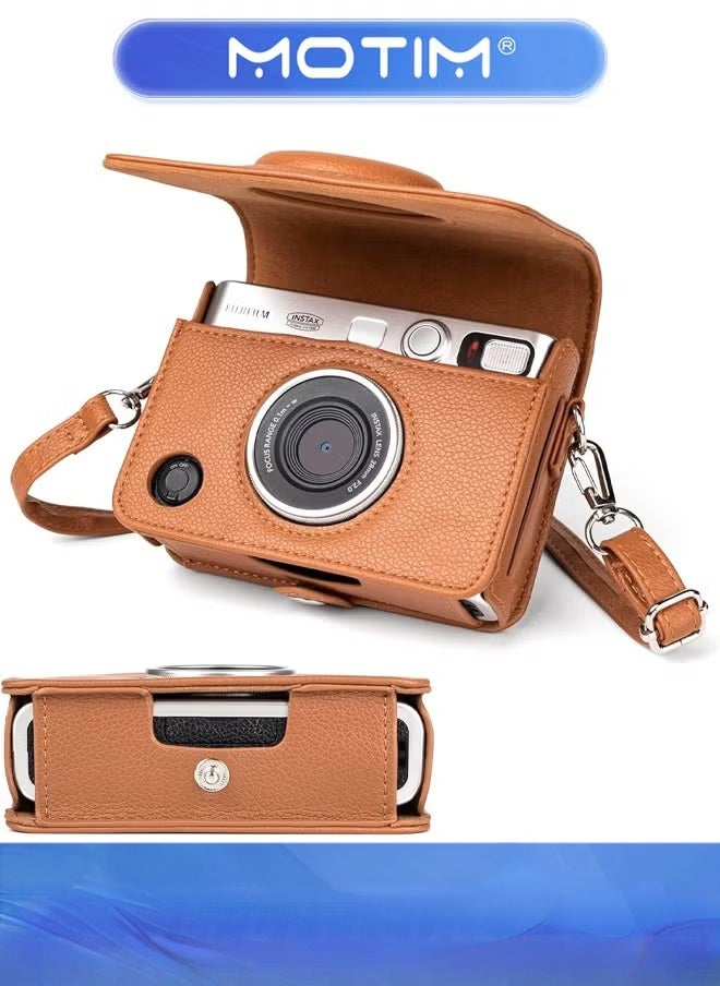 Motim Mini EVO Camera Case PU Leather in Lychee Texture for Instax Mini EVO Camera - Brown  - Image 1
