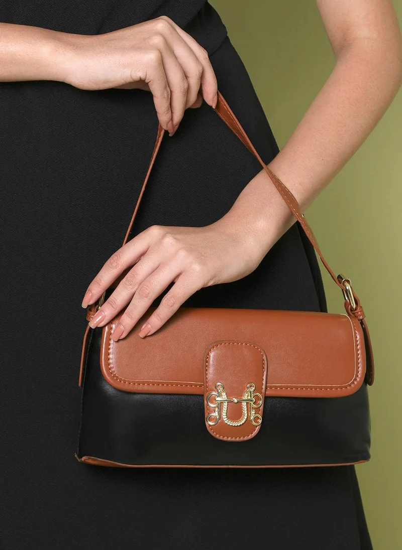 Haute Sauce Dual-Tone Delight Black & Brown Hand Bag