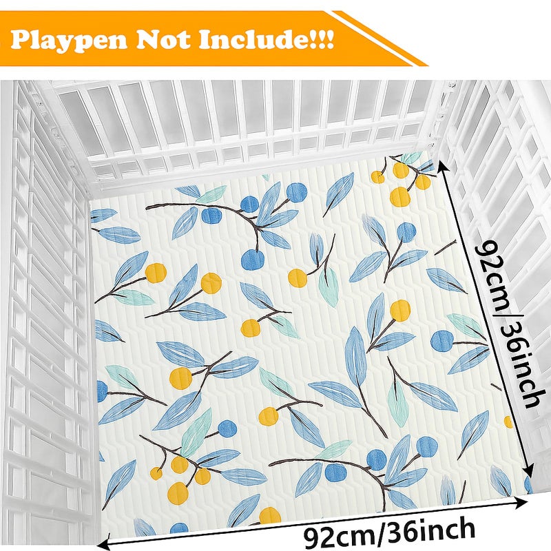 THINMUHAND Dog Playpen Bottom Pad Fits for 36 Inch 4 Panels Exercise Pet Playpen, Dog Crate Pad Puppy, Hoop and Loop Design (Note: Playpen Not Included). (White Leaves) - Image 2