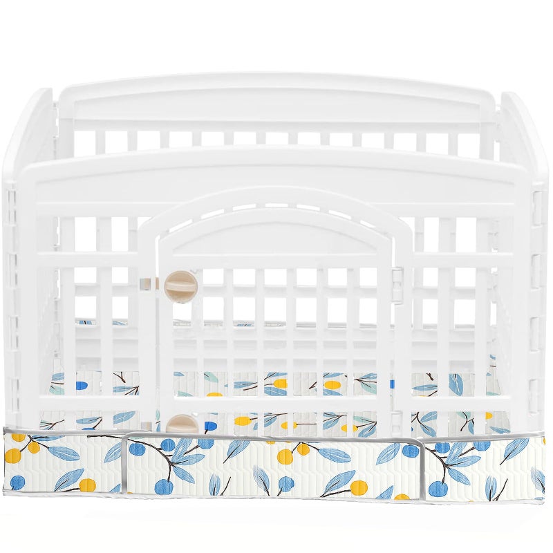 THINMUHAND Dog Playpen Bottom Pad Fits for 36 Inch 4 Panels Exercise Pet Playpen, Dog Crate Pad Puppy, Hoop and Loop Design (Note: Playpen Not Included). (White Leaves) - Image 1