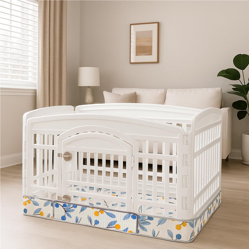 THINMUHAND Dog Playpen Bottom Pad Fits for 36 Inch 4 Panels Exercise Pet Playpen, Dog Crate Pad Puppy, Hoop and Loop Design (Note: Playpen Not Included). (White Leaves) - Image 5