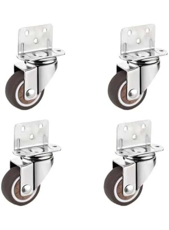 L Shaped Side Mount Caster Wheels 1 5 Inch Soft Rubber Swivel Castors For Furniture Trolley - Image 2