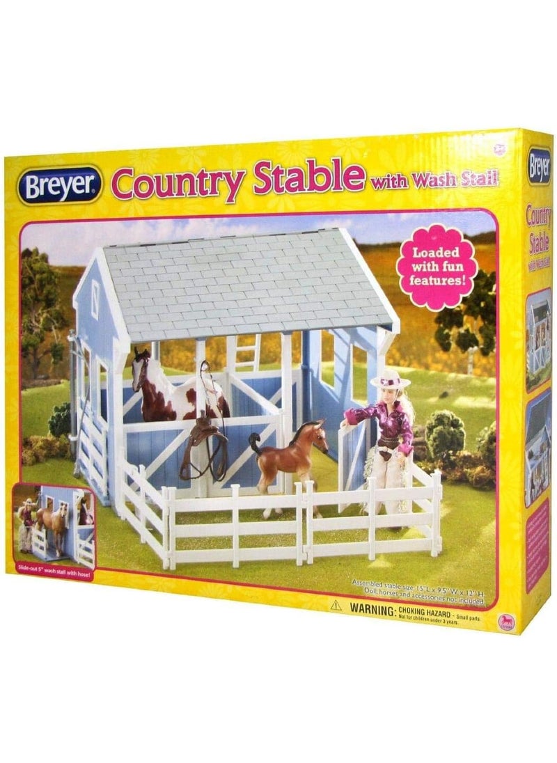 Breyer Breyer Freedom Series Classics Country Stable with Wash Stall  15 x 95 x 12  112 Scale  Blue and White  Model 699  - Image 3