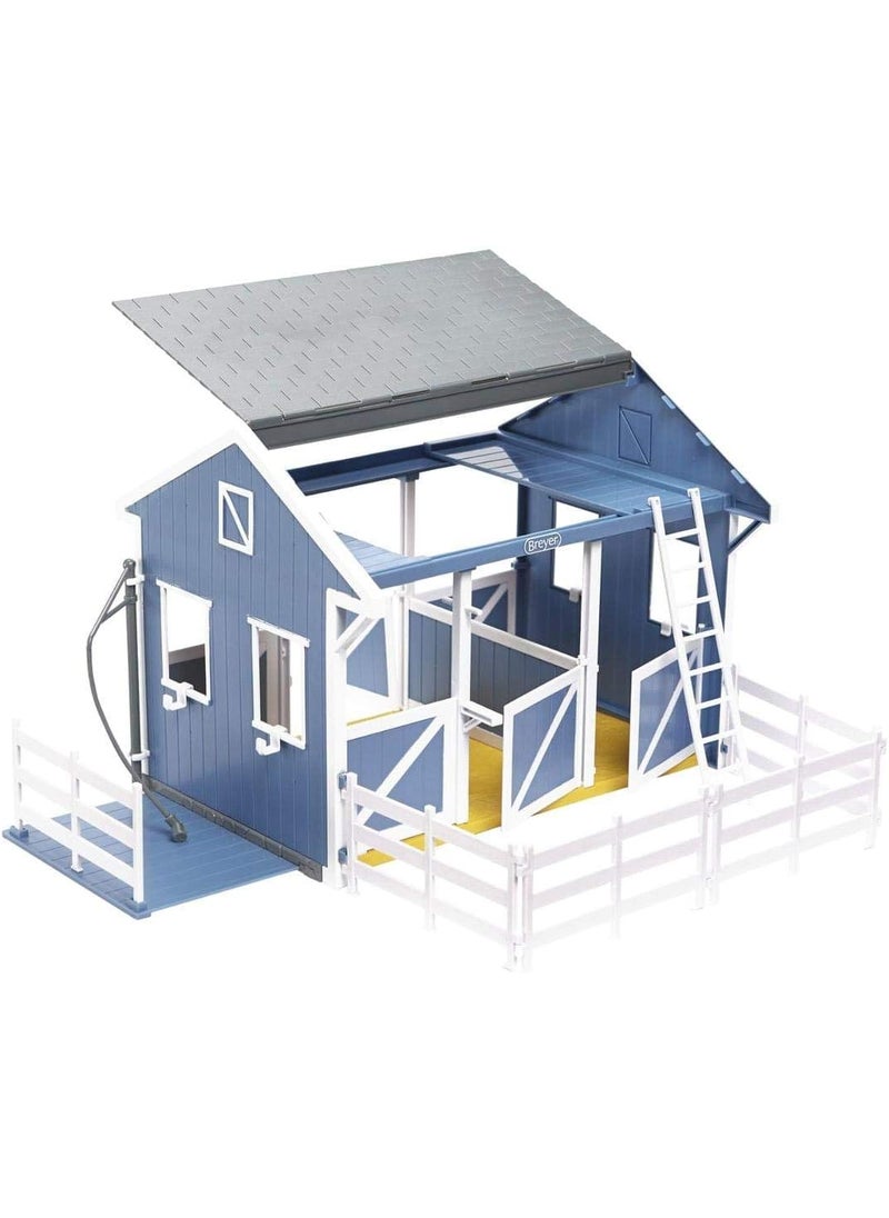 Breyer Breyer Freedom Series Classics Country Stable with Wash Stall  15 x 95 x 12  112 Scale  Blue and White  Model 699  - Image 1