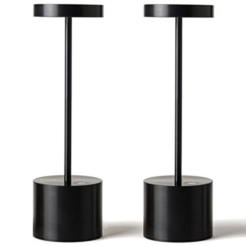 2 Pack Rechargeable Table Lamp, LED Cordless Table Lamp, 5000mAh Battery Operated Portable Table Light, Dimming for Restaurant/Patio/Outdoor Black - Image 1