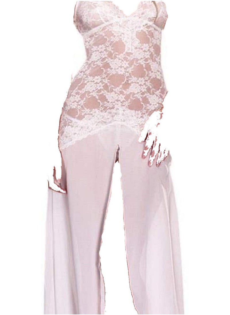 Generic - Women Long  Nightgown V- Neckline with Beautiful Lace Trim Sleepwear. - Image 1