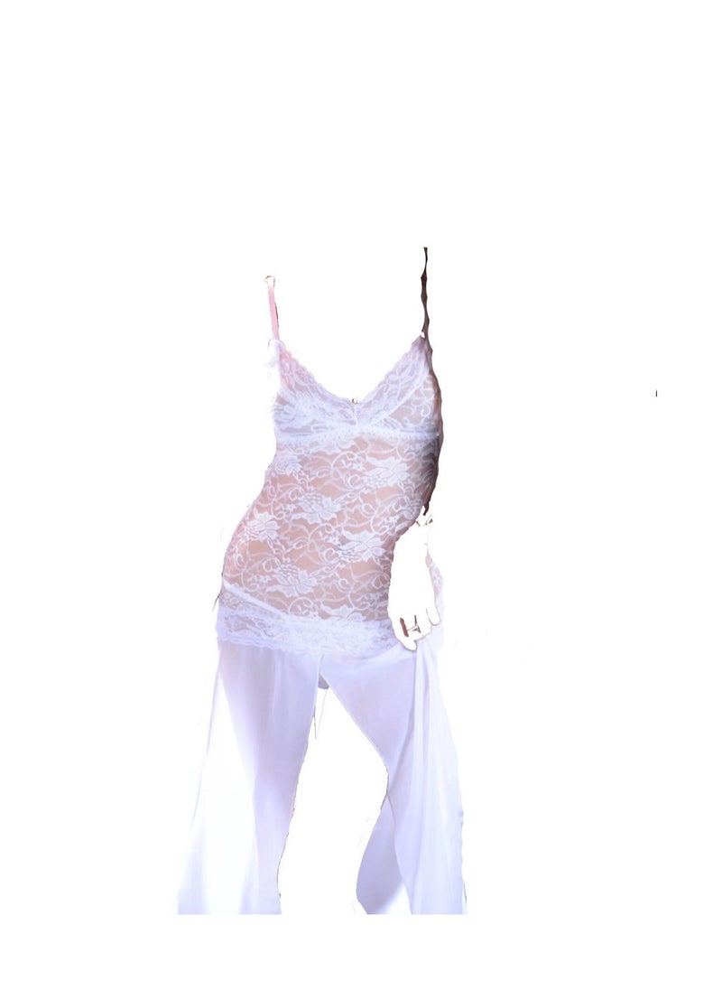 Generic - Women Long  Nightgown V- Neckline with Beautiful Lace Trim Sleepwear. - Image 1
