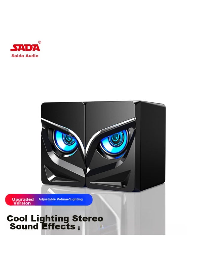 Sadav-128 Computer Speakers, Home Desktop Laptop Multimedia Phone Subwoofer, Desktop Gaming Shocking Mini Cannon, Black - Image 1