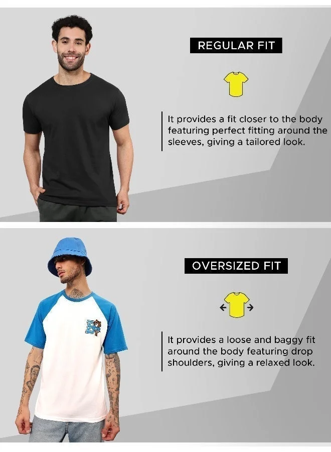 Beyoung Blue-White Raglan Oversized T-shirt for Men