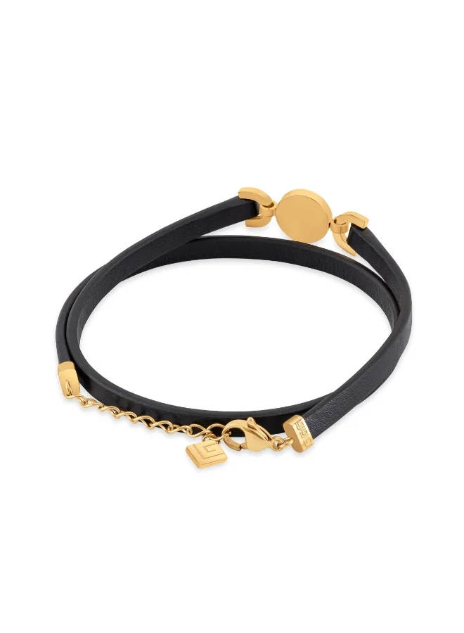 غاي لاروش Garance Gold-Plated Double Wrap Leather Bracelet with Mother of Pearl