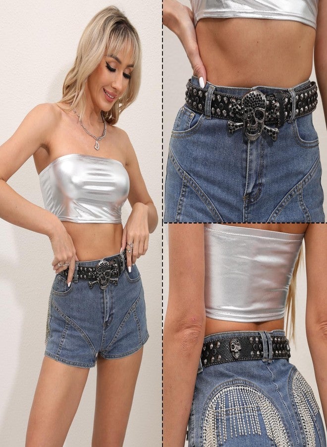 EVERBLTING SW Rhinestones Skull Belt-Black-115 - Image 5