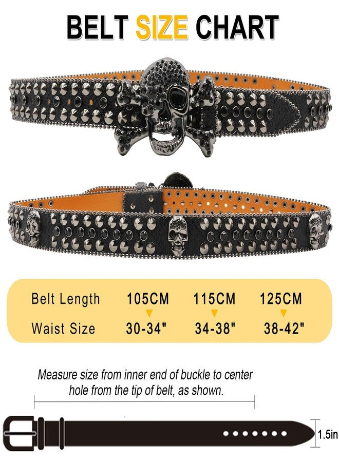 EVERBLTING SW Rhinestones Skull Belt-Black-115 - Image 4