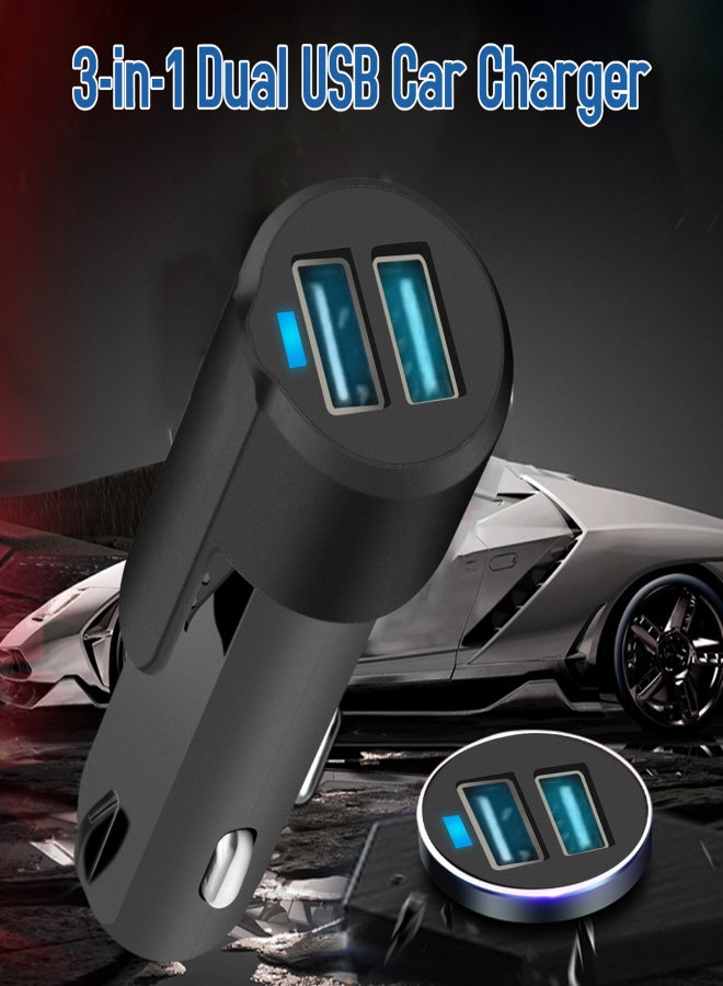 Dual USB Car Charger, 3-in-1 Emergency Safety Escape Tool Window Breaker Seat Belt Cutter - Image 4