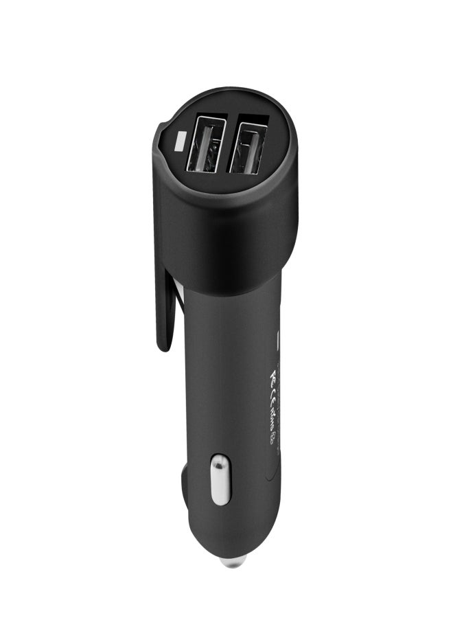 Dual USB Car Charger, 3-in-1 Emergency Safety Escape Tool Window Breaker Seat Belt Cutter - Image 1