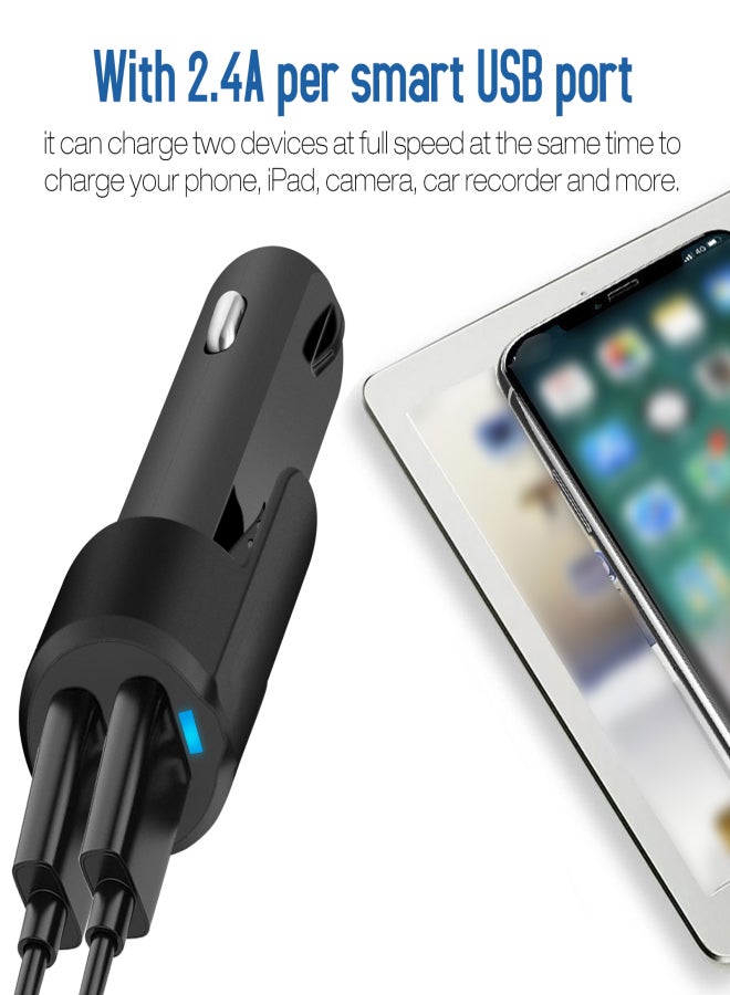 Dual USB Car Charger, 3-in-1 Emergency Safety Escape Tool Window Breaker Seat Belt Cutter - Image 3