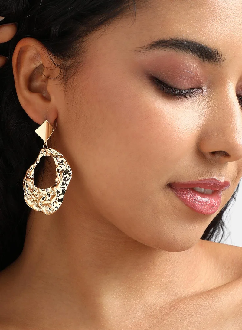 SOHI Dented Abstract Drop Earrings