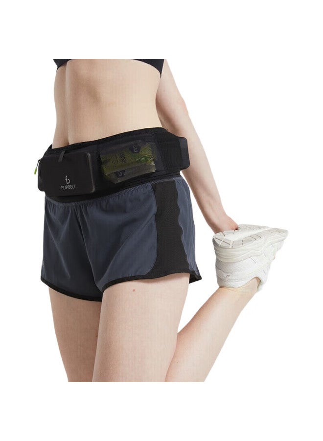 FlipBelt حقيبة خصر للجري للرجال والنساء، حقيبة خصر رياضية للمشي وركوب الدراجات، أساسية لحمل الهاتف أثناء الجري، أسود S - Image 2