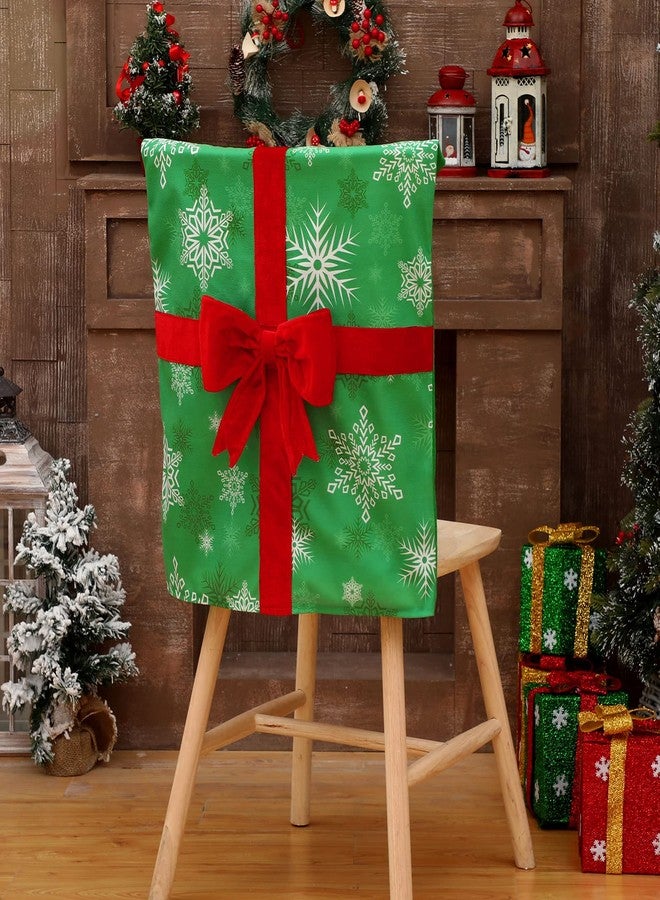 كينغدير مجموعة أغطية كراسي عيد الميلاد من كينجدر، 4 قطع، أغطية ظهر كراسي الطعام، قابلة للإزالة والغسل، قابلة للتمدد، مزينة بفيونكة، لتزيين كراسي المنزل والمطبخ وغرفة الطعام في عيد الميلاد - Image 5