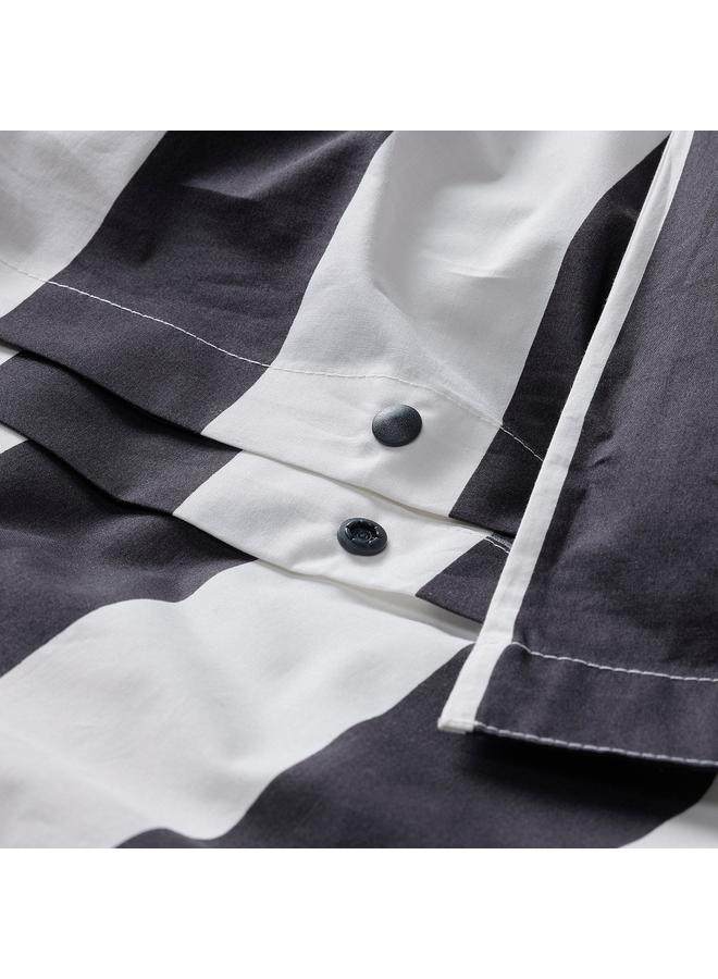 erorex Duvet cover and pillowcase, black/white/striped, 150x200/50x80 cm - Image 4