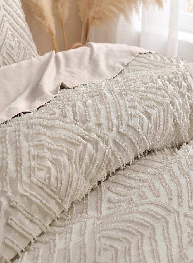 Andency Oatmeal Comforter California King Size, 3 Pieces Boho Bedding Set & Collections, Farmhouse Tufted Fluffy Bedding Comforter Sets for All Seasons (1 Comforter 104x96In, 2 Pillowcases) - Image 5